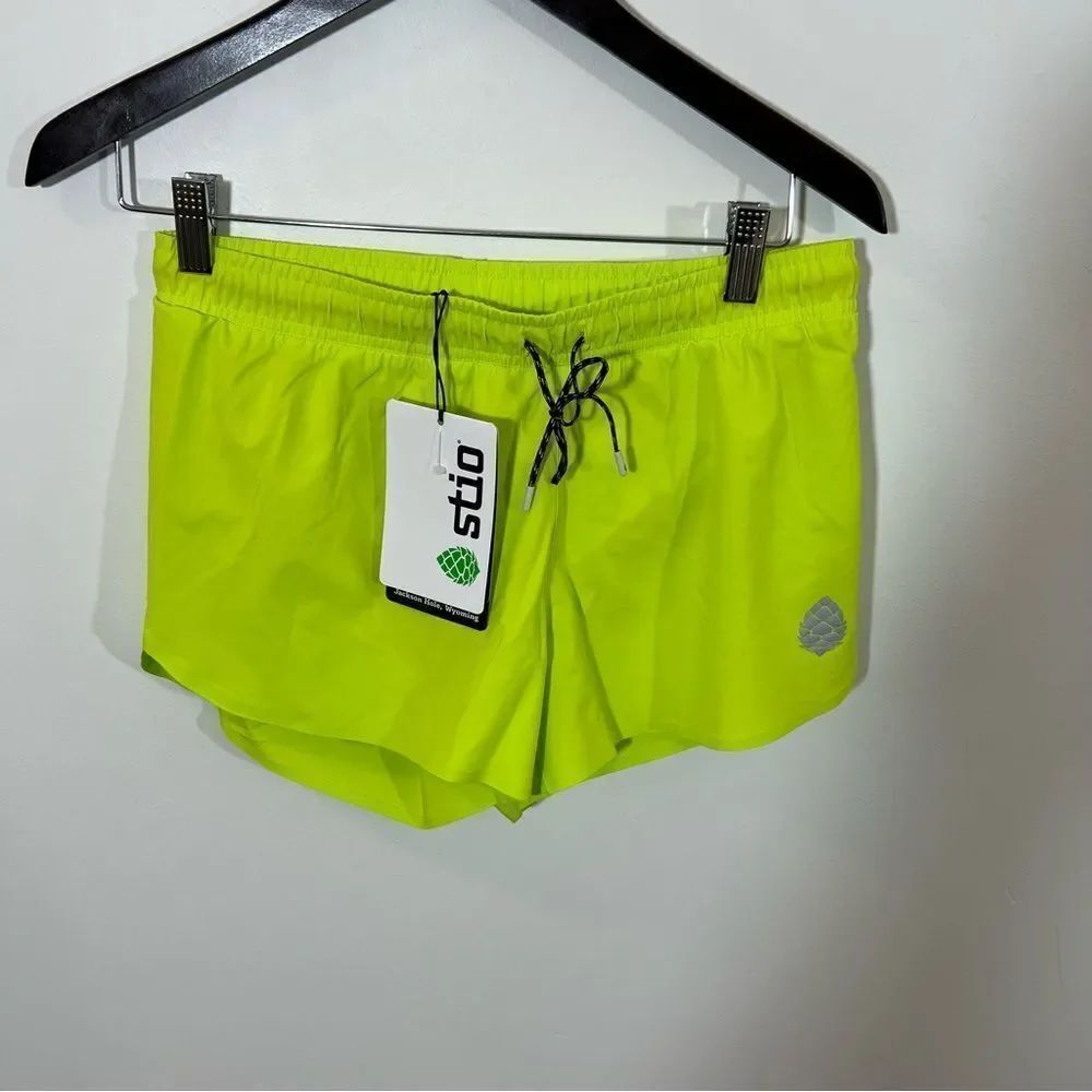 NWT Stio Terral Athletic Lined 3" Run Shorts Stretch Lime Zest | Size S